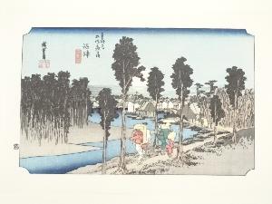 歌川広重　東海道五十三次　沼津　手摺浮世絵木版画
